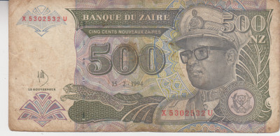 M1 - Bancnota foarte veche - Zair - 500 zaire foto