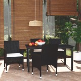 VidaXL Set mobilier de grădină cu perne, 5 piese, negru, poliratan