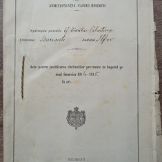 Acte pt justificarea cheltuelilor, Epitropia parohiei Sf. Dumitru Colentina 1915