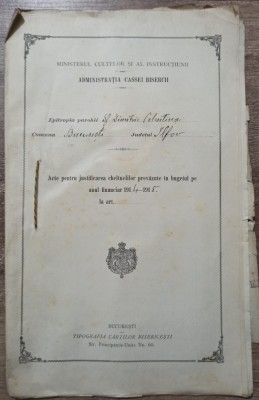 Acte pt justificarea cheltuelilor, Epitropia parohiei Sf. Dumitru Colentina 1915 foto