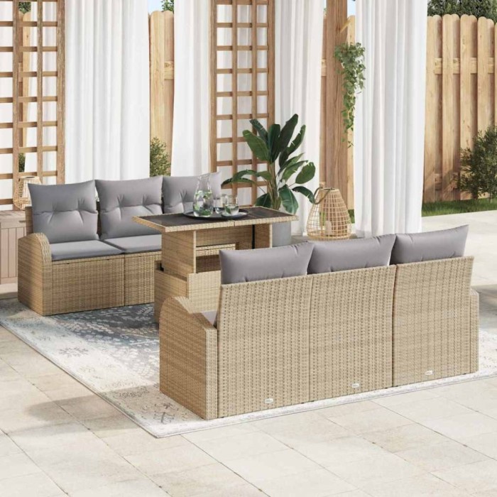 vidaXL Set de canapele pentru grădină 7 pcs Bej 100 x 55 x 73 cm 3357303