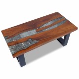 Cumpara ieftin Masuta de cafea, lemn de tec cu rasina, 100x50 cm