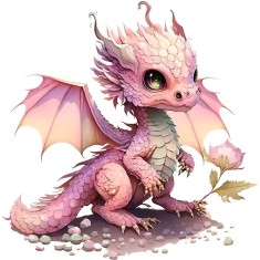 Sticker decorativ, Dragon, Roz, 60 cm, 1262STK-5