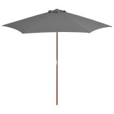 vidaXL Umbrelă de soare de exterior, st&acirc;lp din lemn, antracit, 270 cm 44515