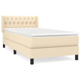 Cumpara ieftin Pat box spring cu saltea, crem, 100x200 cm, textil