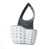 Organizator chiuveta cu scurgere &acirc; suport laveta si burete, albastru, plastic flexibil, curea reglabila, 15x21 cm