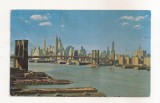 FA106 -Carte Postala- SUA - New York, Lower Manhattan Skyline, Brooklyn Bridge, circulata 1957