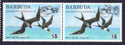 DB1 Cosmos Pasari Barbuda 1975 Supratipar Apollo - Soiuz 2 v. MNH foto