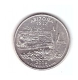 Moneda SUA 25 centi/quarter dollar 2008 D, Arizona 1912, stare foarte buna