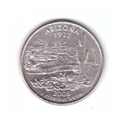 Moneda SUA 25 centi/quarter dollar 2008 D, Arizona 1912, stare foarte buna foto
