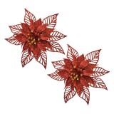 Cumpara ieftin Set 2 ornamente brad Craciunite plastic rosu &Oslash; 15x2 cm