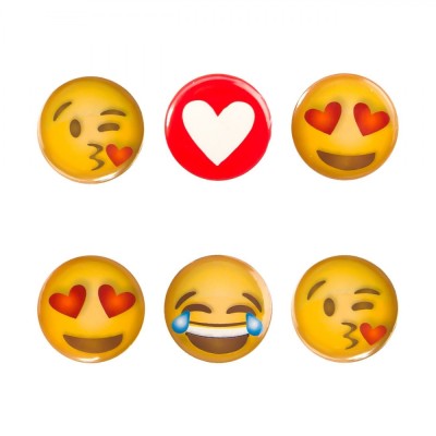Magneti Emoji, Set 6 Bucăți, Rotunzi, Culoare Galbenă, Dimensiune 2.5cm foto