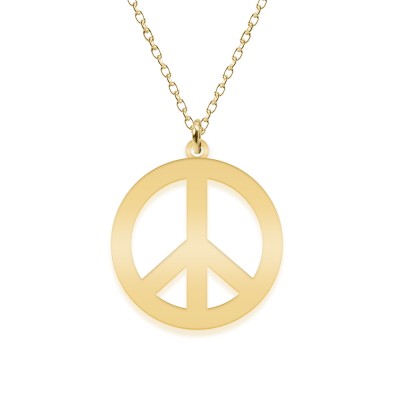 Peace - Colier personalizat semnul pacii din argint 925 placat cu aur galben 24K foto