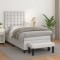 vidaXL Pat box spring cu saltea, alb, 100x200 cm, piele ecologică 3137648
