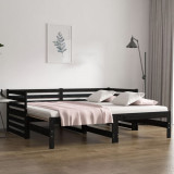 Pat de zi extensibil, negru, 2x(80x200) cm, lemn masiv de pin, vidaXL