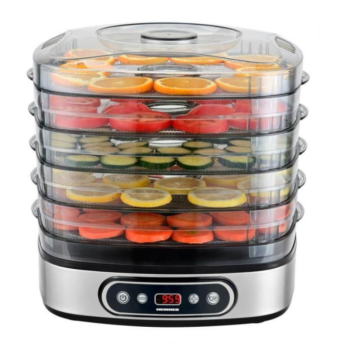 Deshidrator de alimente Heinner FreshDehydrate, 320-380 W, 5 tavi inox, control electronic, display LED