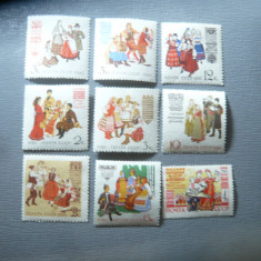 Set Timbre Folclor URSS 1961 + serie 1 val. 1962 , 9 valori