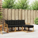 vidaXL Set de canapele de exterior cu pernă 4 pcs Natural și Negru 3368547