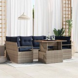 vidaXL Set de canapele pentru grădină cu pernă 7 pcs gri și bleumarin 3349667