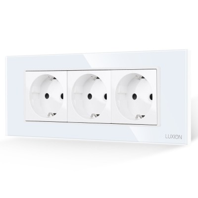 Priza Tripla cu Rama din Sticla LUXION, Standard Italian, 6M SmartElectro IntelligentHouse foto