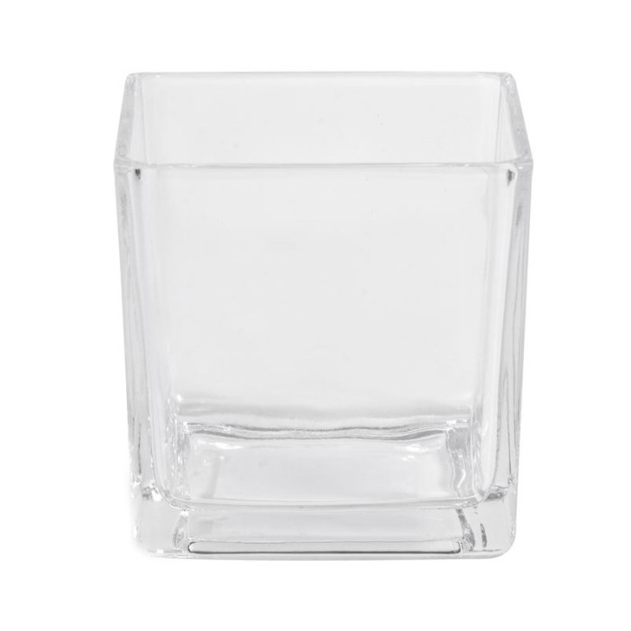 Vaza decorativa din sticla, forma patrat, 10x10 cm, ATU-082118