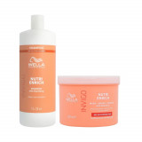 Set pentru par uscat si deteriorat, Wella Professionals, Nutri Enrich Shampoo 1000ml si Nutri Enrich Mask 500ml