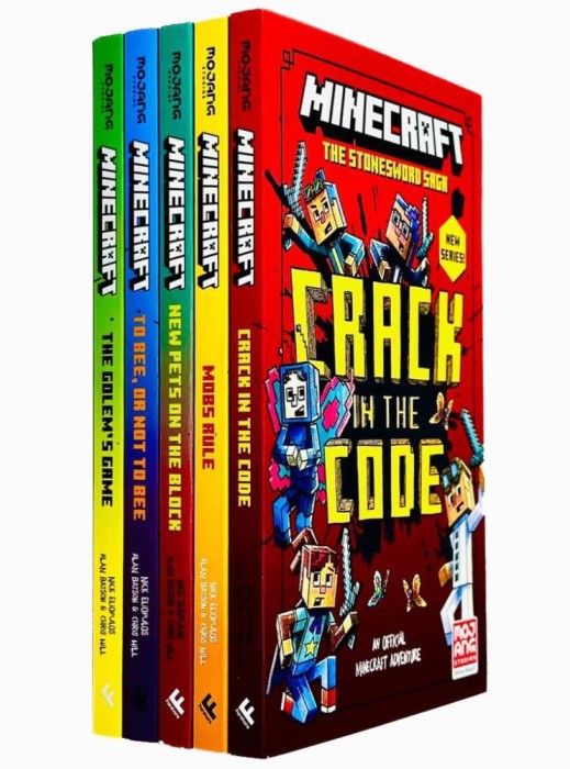 Minecraft Stonesword Saga Series 5 Books Collection Set (Minecraft: Crack In The Code!, Minecraft: Mobs Rule!, Minecraft: New Pets On The Block, To Be