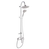 Cumpara ieftin Set Dus Ferro Algeo, Coloana cu Baterie, Dus Fix+Mobil 2in1, Crom, Para Dus 3 Functii, Sistem anticalcar