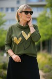 Bluza dama verde cu imprimeu inimioare