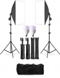 Kit foto studio,2 lumini softbox,stativi 200 cm,2 becuri LED de 35W + geanta transport