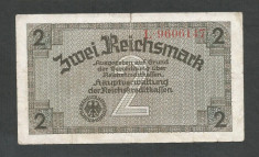 GERMANIA NAZISTA 2 MARCI REICHSMARK 1940 [43] P- 137a , 7 cifre , Litera L foto