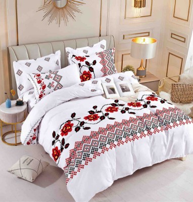 Lenjerie pat single,bumbac finet,4 piese,cearceaf normal,motiv traditional cu flori si romburi-A821 foto
