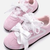 Sireturi Decorative Albe din Satin și Dantel pentru Pantofi (2 Perechi), CMCLASS