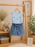 Set pentru fetite PAMPALKIDS cu pantaloni scurti denim, fluturasi (Marime