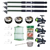 Set 3 lansete 2,7m ultra carp, trei mulinete LS500, trei gute, trei monturi, minciog, pufuleti si juvelnic, EAGLE KING