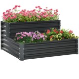 Outsunny Jardinieră Ridicată pentru Cultivare, din Oțel, pentru Grădinărit Urban și Balcon, 120x101x58 cm, Gri &Icirc;nchis | Aosom Romania