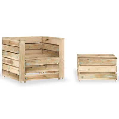 vidaXL Set mobilier de grădină paleți, 2 piese, lemn pin tratat 316204 foto