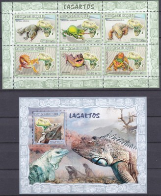 DB1 Fauna Africana Mozambic Soparle Reptile MS + SS MNH foto