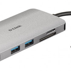 HUB extern D-LINK, porturi Gigabit LAN x 1, SD/microSD Dual Card Reader x 1,