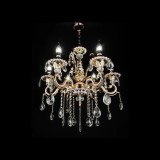 Candelabru Cristal Luciano, 6xE14, Auriu, Metal si Cristal