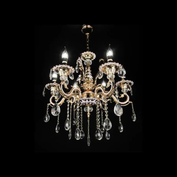 Candelabru Cristal Luciano, 6*E14, Auriu, Metal si Cristal ModernLight Concept