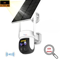 Camera Supraveghere Exterior Wireless 4K Ultra HD, Dual Camera 4MP+4MP, 10X Optical ZOOM, Incarcare Solara, Rotire Din Aplicatie, Rezistenta La Apa IP