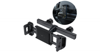 Suport pentru tetieră auto Acefast pentru telefon și tabletă (135-230 mm lățime), negru (D8-negru) foto