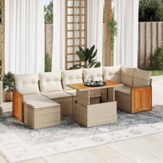 vidaXL Set canapele grădină cu perne 8 piese bej poliratan/lemn acacia 3327740