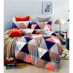 Lenjerie de pat pentru o persoana cu husa de perna dreptunghiulara, Arizona, bumbac mercerizat, multicolor