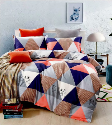 Lenjerie de pat pentru o persoana cu husa elastic pat si fata perna dreptunghiulara, Arizona, bumbac mercerizat, multicolor foto