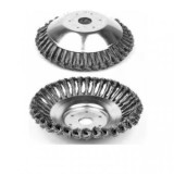 Perie sarma, tip cupa, cu toroane, Disc pentru motocoasa/trimmer, diametru 150 mm