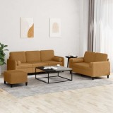 vidaXL Set de canapele cu perne, 3 piese, maro, catifea 3202051