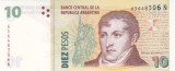 Bancnota Argentina 10 Pesos (2003) - P354 UNC ( serie N )