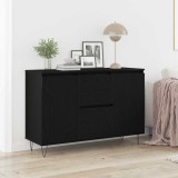 Dulap Bufet vidaXL Stejar Negru 101.5x35x70 cm Lemn Prelucrat 2 Usi Raft Ajustabil Sufragerie Hol